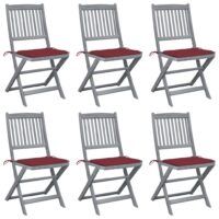 Składane krzesła ogrodowe, 6 szt., poduszki, drewno akacjowe