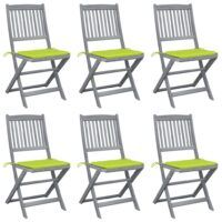 Składane krzesła ogrodowe, 6 szt., poduszki, drewno akacjowe