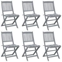 Składane krzesła ogrodowe, 6 szt., poduszki, drewno akacjowe