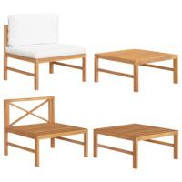 2-cz. zestaw wypoczynkowy do ogrodu, kremowe poduszki, tekowy