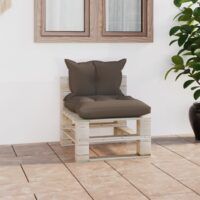 Sofa środkowa z palet, z poduszkami, drewno sosnowe