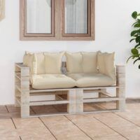 Ogrodowa sofa 2-osobowa z palet, z poduszkami, drewno sosnowe