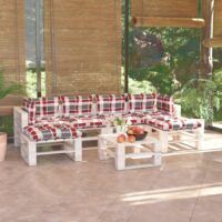 7-cz. zestaw mebli ogrodowych z palet, z poduszkami, sosna