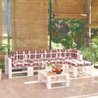 6-cz. zestaw mebli ogrodowych z palet, z poduszkami, sosna