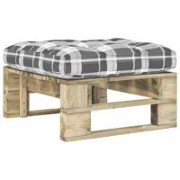 Ogrodowy stołek z palet, impregnowane na zielono drewno sosnowe