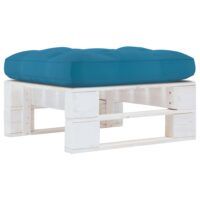 Ogrodowy stołek z palet, impregnowane na biało drewno sosnowe