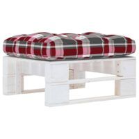 Ogrodowy stołek z palet, impregnowane na biało drewno sosnowe