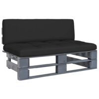 Ogrodowa sofa środkowa z palet, szara, drewno sosnowe