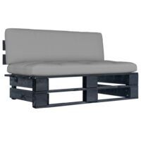 Ogrodowa sofa środkowa z palet, czarna, drewno sosnowe