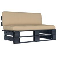 Ogrodowa sofa środkowa z palet, czarna, drewno sosnowe