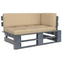 Ogrodowa sofa narożna z palet, szara, drewno sosnowe