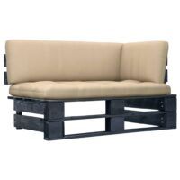 Ogrodowa sofa narożna z palet, czarna, drewno sosnowe