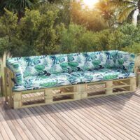 Sofa 2-os. z palet, z poduszkami, impregnowane drewno sosnowe