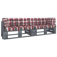 Sofa 2-osobowa z palet, z poduszkami, szara, drewno sosnowe