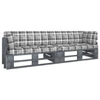 Sofa 2-osobowa z palet, z poduszkami, szara, drewno sosnowe