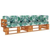 Sofa 2-os. z palet, z poduszkami, miodowy brąz, drewno sosnowe