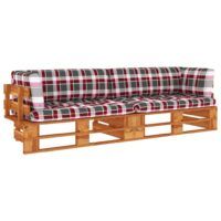 Sofa 2-os. z palet, z poduszkami, miodowy brąz, drewno sosnowe