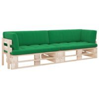 Sofa 2-os. z palet, z poduszkami, impregnowane drewno sosnowe