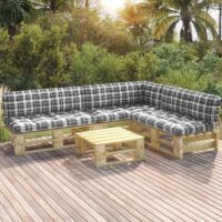 4-częściowy zestaw wypoczynkowy z palet, z poduszkami, sosna