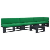 4-cz. zestaw wypoczynkowy z palet, z poduszkami, czarny, sosna