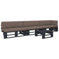 4-cz. zestaw wypoczynkowy z palet, z poduszkami, czarny, sosna