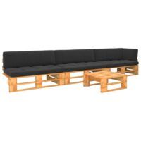 4-cz. zestaw wypoczynkowy z palet, miodowy brąz, drewno sosnowe