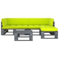 4-cz. zestaw wypoczynkowy z palet, z poduszkami, szary, sosna