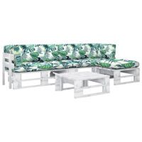 4-cz. zestaw wypoczynkowy z palet, z poduszkami, biały, sosna