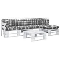 4-cz. zestaw wypoczynkowy z palet, z poduszkami, biały, sosna