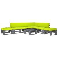 6-cz. zestaw wypoczynkowy z palet, z poduszkami, szary, sosna