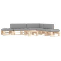 6-cz. zestaw wypoczynkowy z palet, z poduszkami, drewno sosnowe