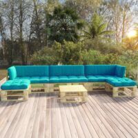 6-częściowy zestaw wypoczynkowy z palet, z poduszkami, sosna