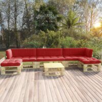 6-częściowy zestaw wypoczynkowy z palet, z poduszkami, sosna