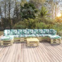 6-częściowy zestaw wypoczynkowy z palet, z poduszkami, sosna