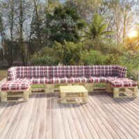 6-częściowy zestaw wypoczynkowy z palet, z poduszkami, sosna