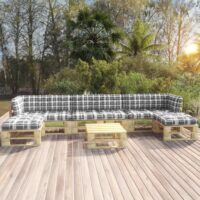 6-częściowy zestaw wypoczynkowy z palet, z poduszkami, sosna