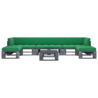 6-cz. zestaw wypoczynkowy z palet, z poduszkami, szary, sosna