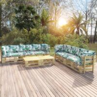 6-częściowy zestaw wypoczynkowy z palet, z poduszkami, sosna