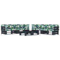 6-cz. zestaw wypoczynkowy z palet, z poduszkami, czarny, sosna