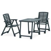 3-cz. składany zestaw mebli bistro, plastik, zielony