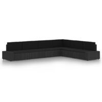 6-cz. ogrodowy zestaw wypoczynkowy, poduszki, czarny rattan PE