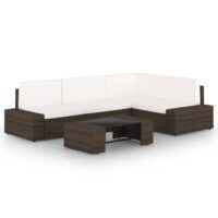 5-cz. ogrodowy zestaw wypoczynkowy, poduszki, rattan PE, brąz