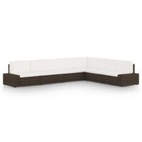 6-cz. ogrodowy zestaw wypoczynkowy, poduszki, rattan PE, brąz