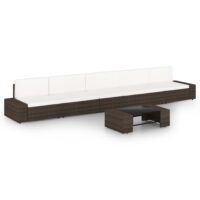 6-cz. ogrodowy zestaw wypoczynkowy, poduszki, rattan PE, brąz