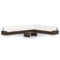 9-cz. ogrodowy zestaw wypoczynkowy, poduszki, rattan PE, brąz