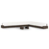 11-cz. ogrodowy zestaw wypoczynkowy, poduszki, rattan PE, brąz