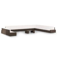 14-cz. ogrodowy zestaw wypoczynkowy, poduszki, rattan PE, brąz