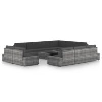 12-cz. ogrodowy zestaw wypoczynkowy, poduszki, szary rattan PE