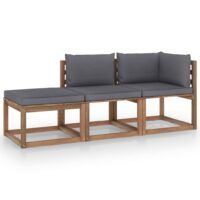 3-cz. zestaw wypoczynkowy z palet, z poduszkami, sosna