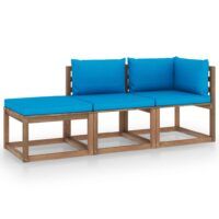 3-cz. zestaw wypoczynkowy z palet, z poduszkami, sosna